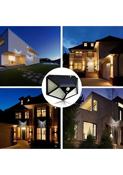 Jouis 100 Led Solar Güneş Enerjili Dış Mekan Duvar Lambası - Hareket Sensörlü Su Geçirmez Bahçe Aydınlatması, 3 Modlu 120 Derece Geniş Açılı Projektör Aplik