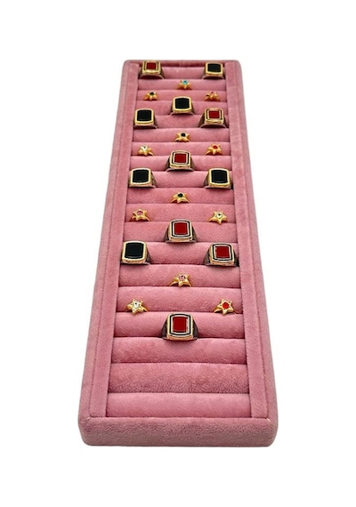 Yüzük Küpe Koldüğmesi Takı Standı Pembe Uzun 34 X 11 Cm