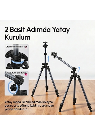 Ulanzi Tt59 Yatay Kollu Profesyonel Kamera Tripodu Üstten Çekim Standı - T146
