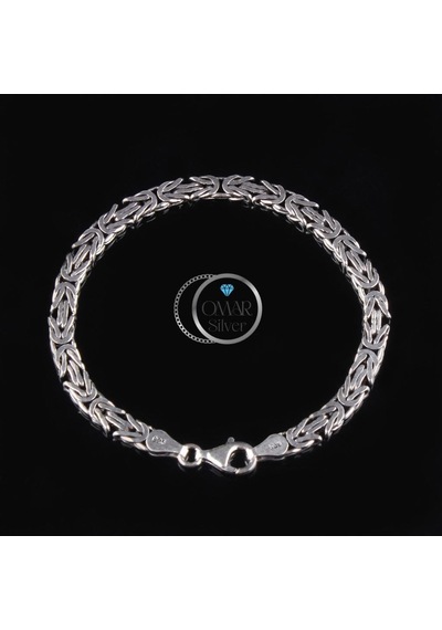 Omar Silver 925 Ayar El İşi Kral Bileklik 5,50 Mm