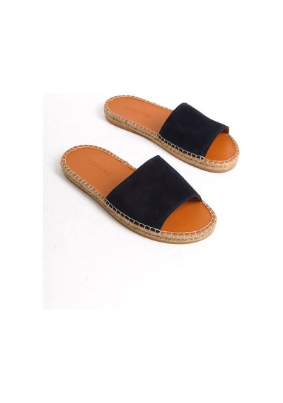 Mubiano Hakiki Deri Summer Erkek Süet Jüt Taban Lacivet Espadril Terlik -mssr122-lcv Lacivert
