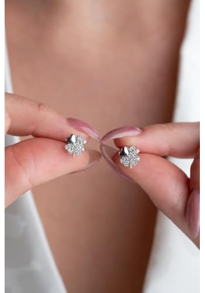 925 Ayar Gümüş Rodyumlu Minimal Zeytin Dalı Tragus Piercing Küpe Diğer