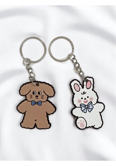 Mansura Kawaii Bunny Bear Çift Sevgili Anahtarlık 2 Adet