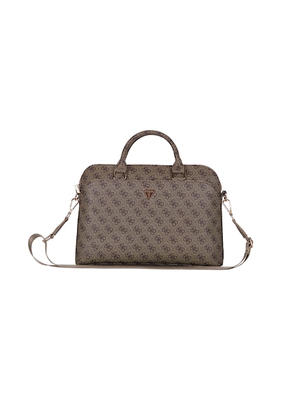Guess  Lisanslı Üçgen Logolu Omuz Askılı 15 İnç Laptop Çantası Kahverengi