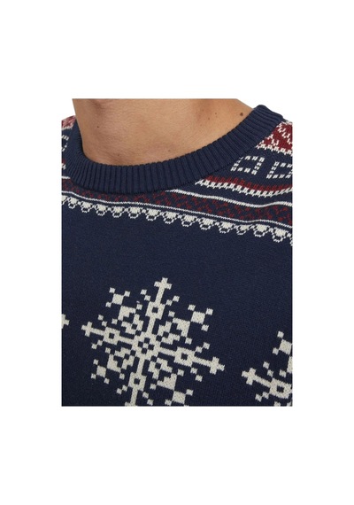 Jack & Jones Erkek Kazak 12248145 Jjxmas Snowball Knıt Lacivert