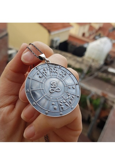 Vaoov 925 Ayar Gümüş Doğum Haritası Astroloji Kolye