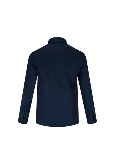 Hatemoğlu Lacivert Slim Fit Açık İtalyan Yaka Pamuklu Saten Uzun Kollu Gömlek Hatemoğlu Lacivert Slim Fit Açık İtalyan Yaka Pamuklu Saten Uzun Kollu Gömlek