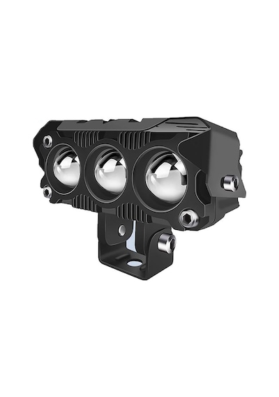 2 Adet Led Spot Işık Ve Sarı Beyaz Projektör Lens 3 Gözlü Dikdörtgen Baykuş Led Off Road Lamba Motosiklet