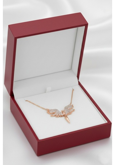 Çekirdekjewelry 925 Ayar Gümüş Mikail Melek Kolye Pembe