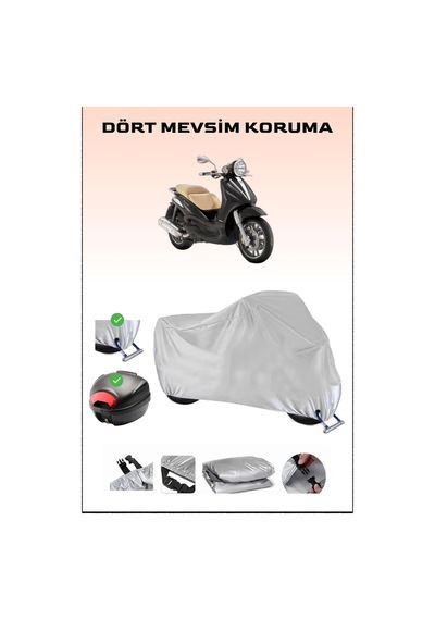 Piaggio Beverly 500 İçin Arka Çanta Ve Kilit Uyumlu Gri Motosiklet Branda, Güvenli