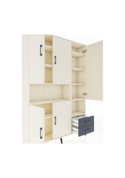 Arges Dolap 10 Raflı 2 Çekmeceli 5 Kapaklı 132x30x195 Aytaşı-aytaşı/antrasit Aytası/antrasıt
