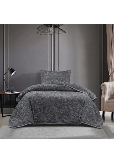 Soft Battaniye Tek Kişilik 180 X 240 Antrasit Yastık Kılıfı Hediyeli