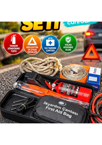 Araç Acil Durum Trafik Güvenlik Seti Yangın Söndürme Tüplü Ve Reflektörlü