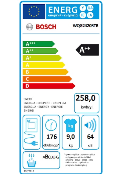 Bosch Serie 6 WQG2420RTR 9 KG Isı Pompalı Çamaşır Kurutma Makinesi