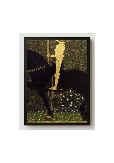 Klimt Altın Şövalye Çerçevesiz Poster 30x42 Cm A3 Tablo Art Nouveau Duvar Dekoru Mat Fotoğraf Kağıdı