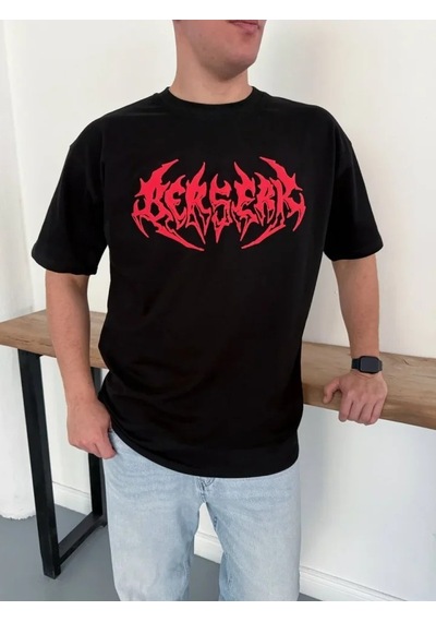 Efnaz Style Erkek Baskılı T-shirt Yazlık Kısa Kol Bisiklet Yaka Rahat Kalıp Tişört - Siyah