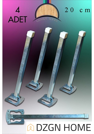 Metal Katlanır Yer Sofrası Ayağı - Metal 4'lü Takım Sofra Ayağı 20 Cm Ayna Krom