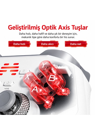 Beitong KP40 TMR Sertlik Ayarlanabilir Joystick Kablosuz Beyaz Gamepad