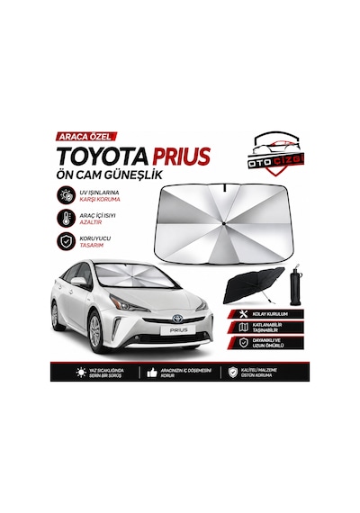 Toyota Prius Şemsiye Tip Ön Cam Güneşliği Katlanabilir Uv Korumalı Araç Cam Güneşlik