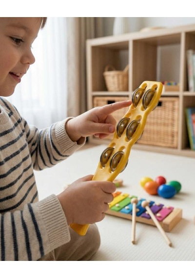 Temel Plastik Çubuk Tef 6 Zilli Sarı 26 Cm
