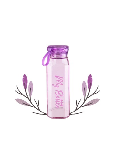 My Bottle Köşe Cam Matara 500 Ml - Renk Seçenekli Mor