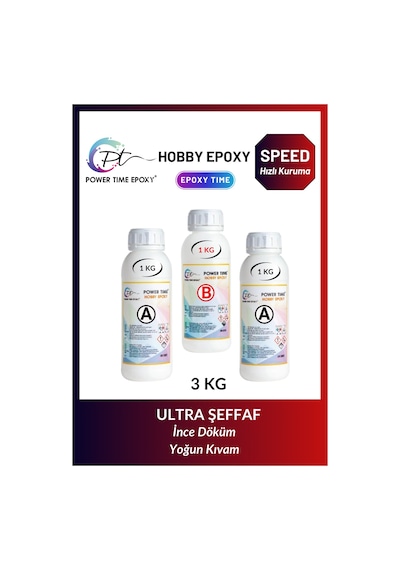 3 Kg Hobi Epoksi Speed/ Hızlı Kuruma/ Şeffaf Epoksi Reçine Ince D