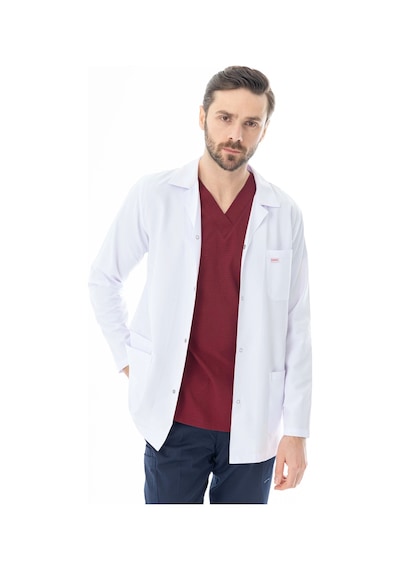 Spor Yaka Ceket Boy Erkek Doktor Önlüğü Alpaka Kumaş Beyaz Beo101 Beyaz