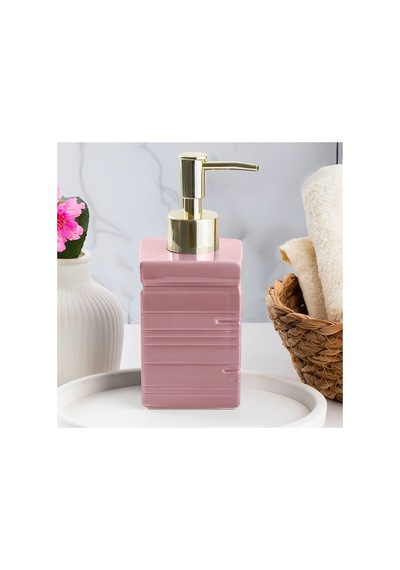Buççin Online Mağaza 3206 Porselen Sıvı Sabunluk - Tezgah Üstü Banyo Mutfak Lavabo Sabunluğu - 275 Cc Seramik Pembe Çok Renkli