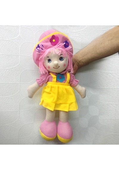 Orlon Saçlı Şapkalı Lahana Bebek Oyuncak Bez Bebek 38 Cm Kız Oyuncakları Genel