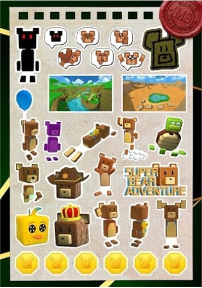 Super Bear Adventure Çocuk Sticker Set -2-30 Adet Renkli & Eğlenceli Suya Dayanıklı