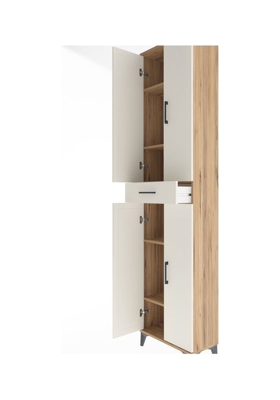 Arges Dolap 5 Raflı Tek Çekmeceli 4 Kapaklı 60x30x243 Çam-aytaşı Çam