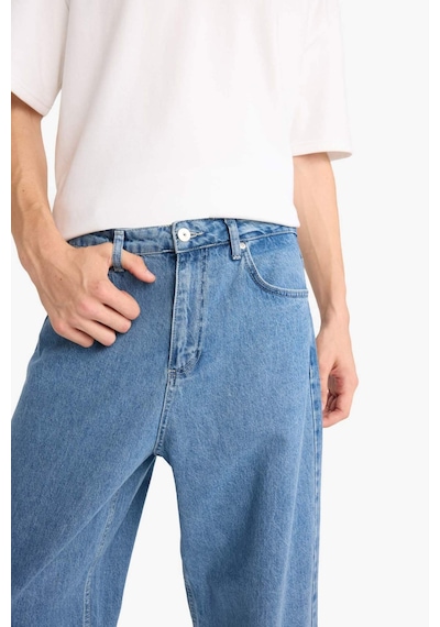 Defacto Tapered Wide Leg Fit Geniş Paça Jean Yıkamalı Pantolon F8397ax25aunm28 Mavi