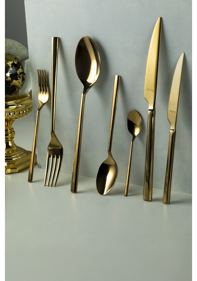 Aryıldız De Luxe S Gold Pvd 89 Parça Altın Çatal Kaşık Bıçak Takımı Altın