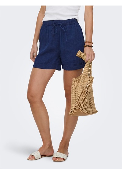 Only Onlleonı Seersucker Pull Up Shorts Wvn Kadın Blue Şort - 15367288 Mavi
