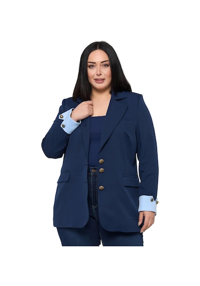 Disentis Büyük Beden Manşeti Kumaş Garnili Düğme Detaylı Astarlı Lacivert Mavi Blazer Ceket Lacivert Mavi Disentis Büyük Beden Manşeti Kumaş Garnili Düğme Detaylı Astarlı Lacivert Mavi Blazer Ceket Lacivert Mavi