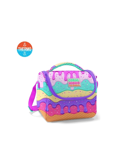Coral High Kids Pembe Rengarenk Dondurma Desenli Thermo Beslenme Çantası 11731