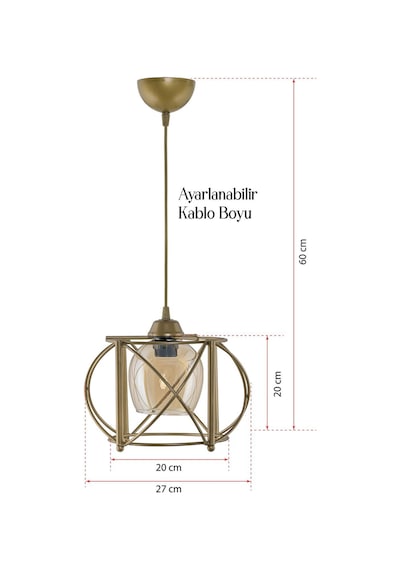 Tekli Curva Sarkıt Avize Eskitme Bal Rengi Camlı Eskitme