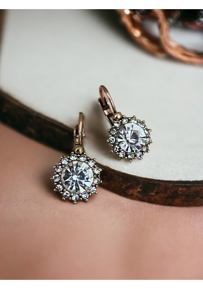 Black Diamond Kristal Taşlı Güneş Figür Kolye Ve Küpe Seti Beyaz