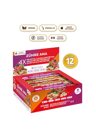 Yüksek Proteinli Meyve Bar Deneme Paketi 40 Gr X 12 Adet 3 Çeşit