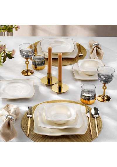 Schafer Bety Yemek Takımı 48 Parça-gold Altın - Beyaz