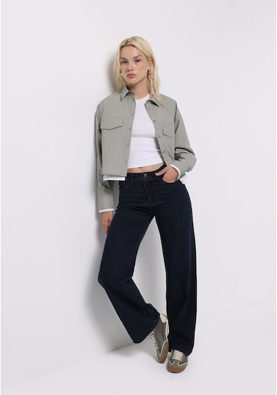 Colin's Colins Regular Fit Yüksek Bel Geniş Paça Kadın Koyu İndigo Jean Pantolon Cl1076564 Q1.v1 Dn01858 Denim