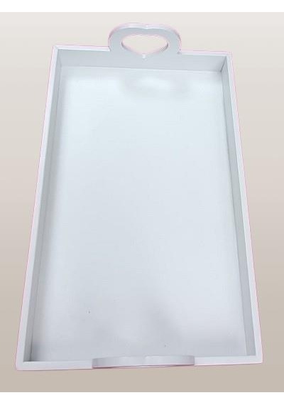 Hobi Erc Kalp Kulplu Tepsi 90404 Model Ahşap Mdf Parlak Beyaz Lake Boya El Yapımı