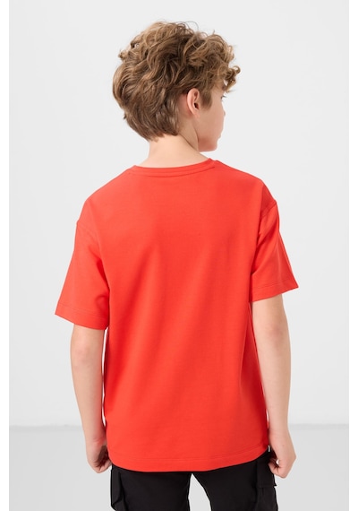 Tommylife Fiesta Pamuklu Yumuşak Dokulu Oversize Basic Erkek Çocuk T-shirt - 11297 Kırmızı