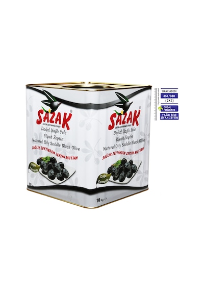 Sazak Yağlı Sele 351-380 KB Siyah Zeytin Teneke 10 KG