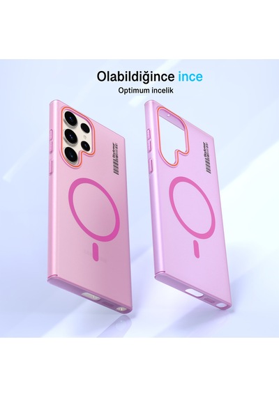 Samsung Galaxy S23 Ultra Uyumlu Mat Sert Klein Kılıf Pembe
