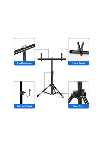 70x100cm Fon Perde Tutucu Pvc Background Backdrop Çekim Standı T Stand Bar + Mini Tripod