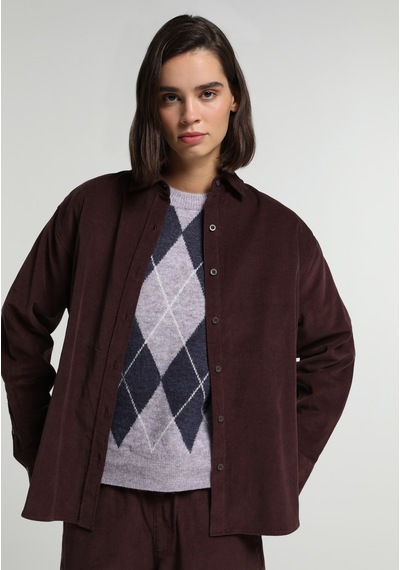 Colin's Colins Boyfriend Fit Shirt Neck Düz Kadın Mor Uzun Kol Gömlek Cl1081489 Q1.v1 Plm