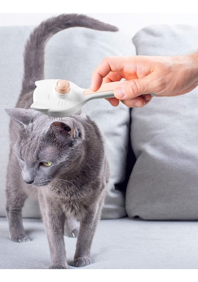 Ata Home Kedi Köpek Otomatik Temizlenen Tuşlu Tüy Toplayıcı Tarak Basmalı Kedi Köpek Fırçası Evcil Pet Hayvan