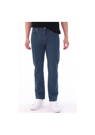 Blayn Jeans Erkek Tint Efekt Diz İzi Yapmayan Pamuklu Esnek Denim Jean Kot Pantolon Regular Kalıp Petrol Mavisi Açık