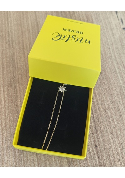 Yıldızlı Zirkon Taşlı Gümüş Şahmeran - Gümüş Renk Gold
